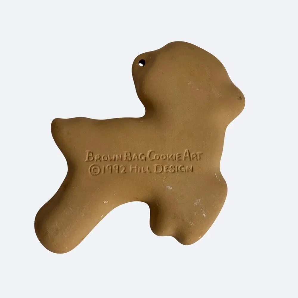 Vintage Stoneware Cookie Mold Reindeer 1990s Folk Art Ceramic 6.5